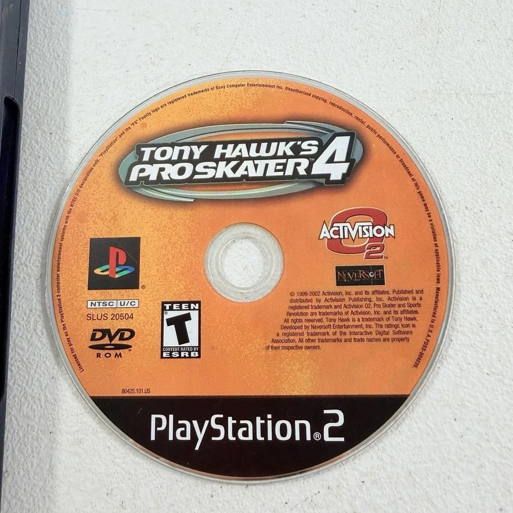 Tony Hawk's Pro Skater 4 (Sony PlayStation‎ 2, 2002) PS2 Black Label No Manual